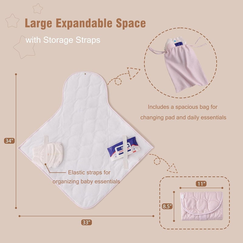 U-tex Baby Portable Changing Pad, Waterproof & Wipeable Diaper Changing Mat with Carrying Bag, Foldable Changing Mat for Travel, Newborn Shower Gifts - Image 2